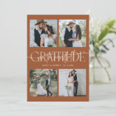 Heartfelt Gratitude Wedding Multi Photo Terracotta Bedankkaart (Staand voorkant)