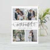 Heartfelt Gratitude Wedding Multi Photo White Bedankkaart (Staand voorkant)