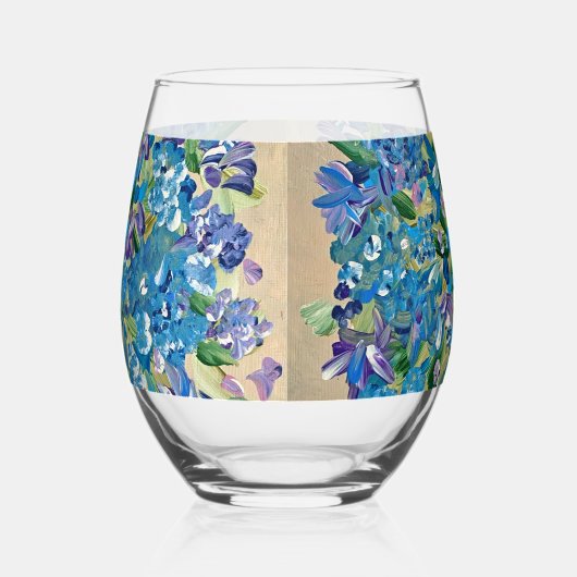Heartfelt Hydrangea Floral Wijnglas Zonder Voet (Rechts)