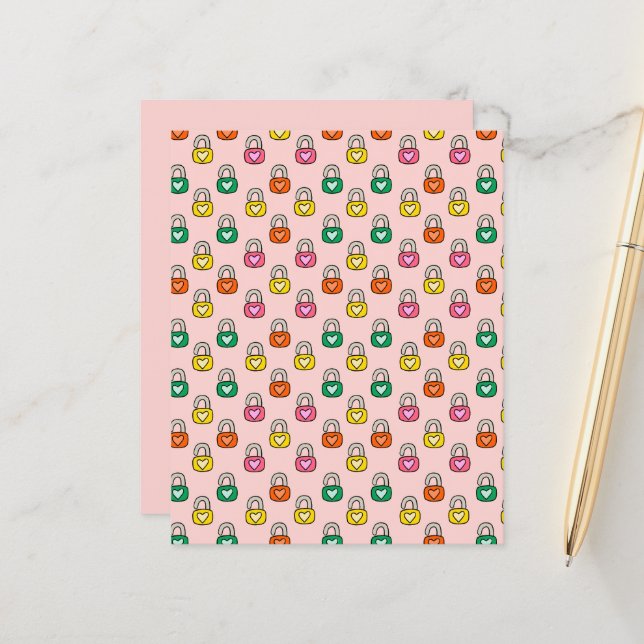Heartfelt Locks Pattern Flat Paper Sheet II (Voorkant / Achterkant in situ)
