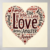 Heartfelt Love Word Cloud - Romantisch Poster (Voorkant)
