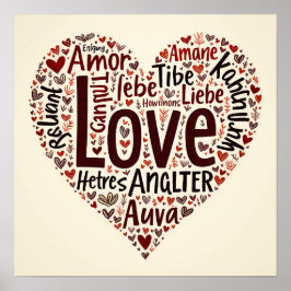 Heartfelt Love Word Cloud - Romantisch Poster