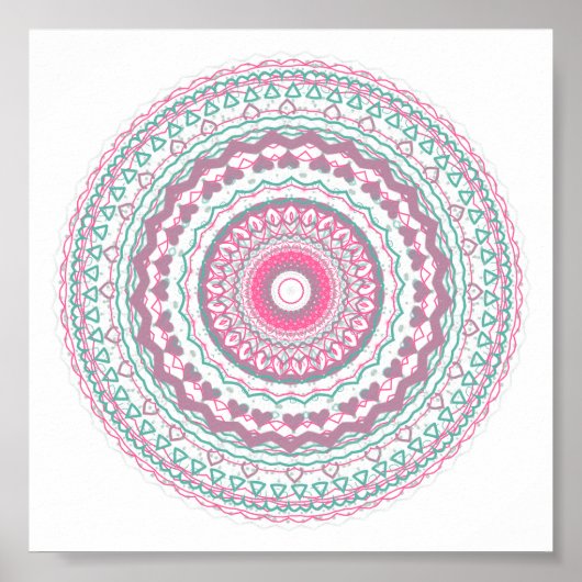 Heartfelt Mandala Kaleidoscope Pattern Poster (Voorkant)