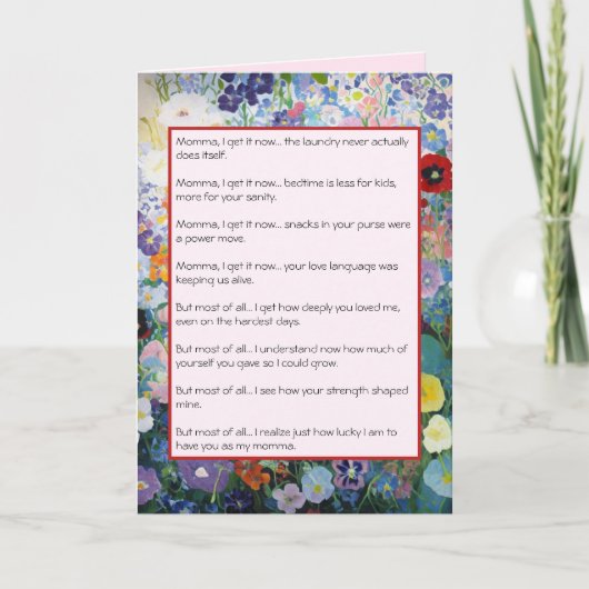 Heartfelt Moederdag Kaart (Voorkant)