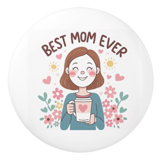 Heartfelt Mother's Day Design voor Pulls Keramische Knop (Voorkant)