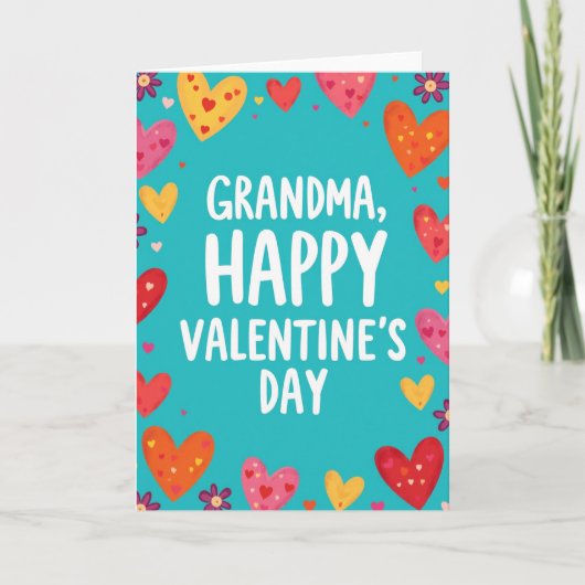 Heartfelt Painted Hearts Grandma Card Kaart (Voorkant)