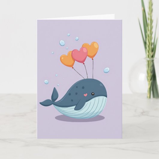 Heartfelt Whale Balloon Card Kaart (Voorkant)
