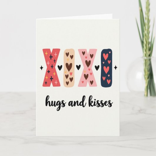 Heartfelt Xoxo Hugs Kisses Card Kaart (Voorkant)