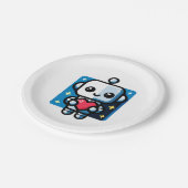 Heartful Robot - Speelse Tech-geïnspireerde liefde Papieren Bordje (Gekanteld)