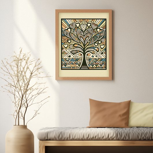 Heartful Roots: Boheemse boom van liefde Art Print