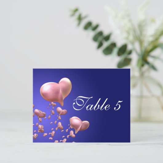 Heartful Table Number Card Briefkaart (Staand voorkant)