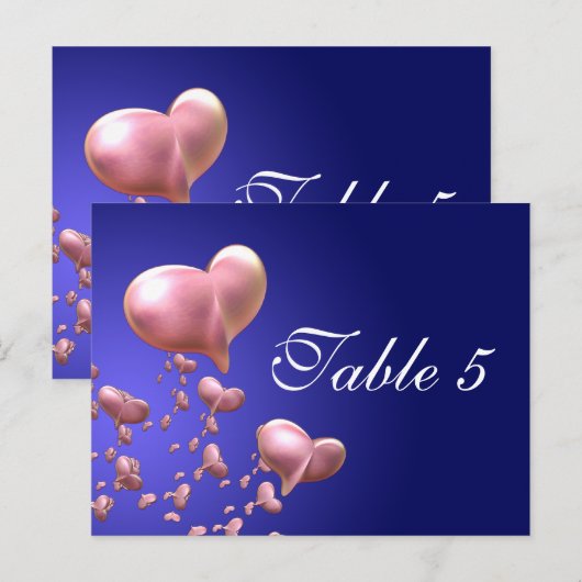 Heartful Table Number Card Briefkaart (Voorkant / Achterkant)
