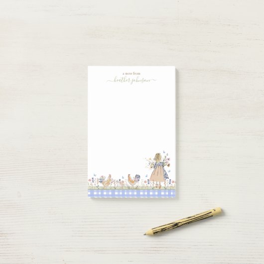 Hearthlight Notes Lente Zachte Weide Gingham (Op bureau)