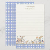 Hearthlight Notes Lente Zachte Weide Gingham Briefpapier (Voorkant / Achterkant)