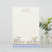 Hearthlight Notes Lente Zachte Weide Gingham Briefpapier (Staand voorkant)