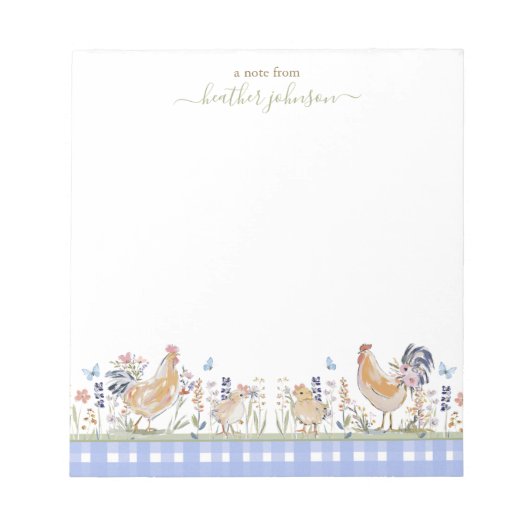 Hearthlight Notes Lente Zachte Weide Gingham Notitieblok (Voorkant)