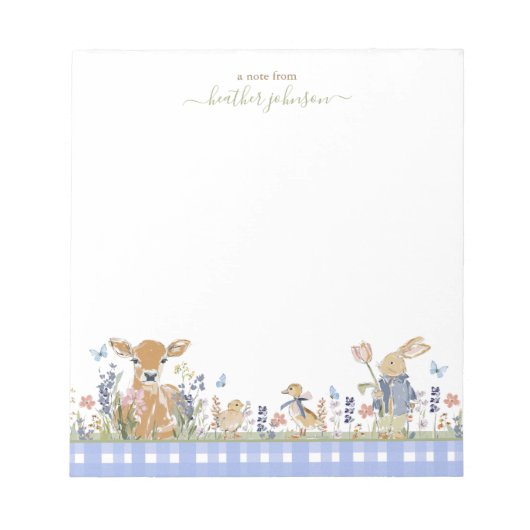 Hearthlight Notes Lente Zachte Weide Gingham Notitieblok (Voorkant)