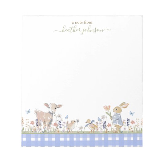 Hearthlight Notes Lente Zachte Weide Gingham Notitieblok (Voorkant)