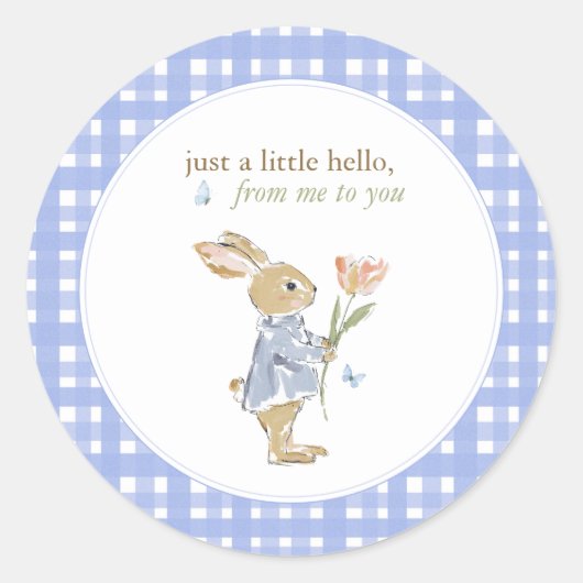 Hearthlight Notes Lente Zachte Weide Gingham Ronde Sticker (Voorkant)