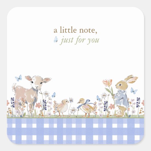 Hearthlight Notes Lente Zachte Weide Gingham Vierkante Sticker (Voorkant)