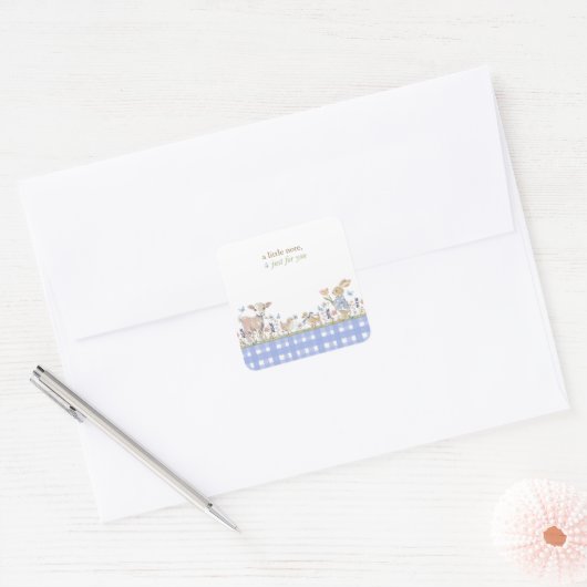 Hearthlight Notes Lente Zachte Weide Gingham Vierkante Sticker (Envelop)