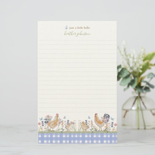 Hearthlight Notes Spring Soft Meadow Gingham Briefpapier (Staand voorkant)