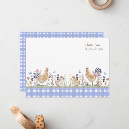 Hearthlight Notes Spring Soft Meadow Gingham Notitiekaartje (Voorkant / Achterkant in situ)