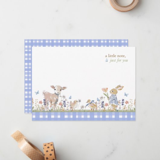 Hearthlight Notes Spring Soft Meadow Gingham Notitiekaartje (Voorkant / Achterkant in situ)