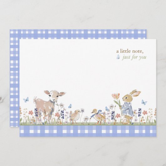 Hearthlight Notes Spring Soft Meadow Gingham Notitiekaartje (Voorkant / Achterkant)