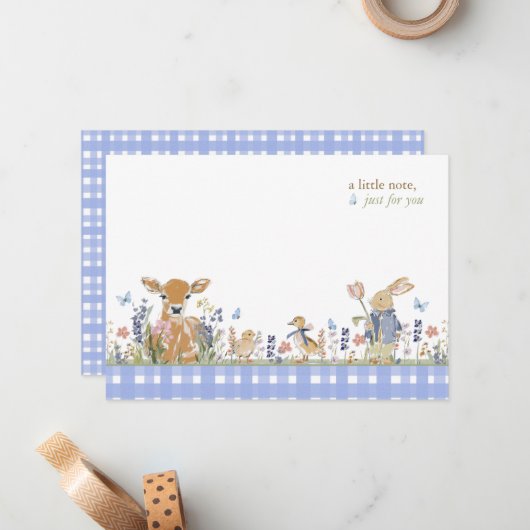 Hearthlight Notes Spring Soft Meadow Gingham Notitiekaartje (Voorkant / Achterkant in situ)