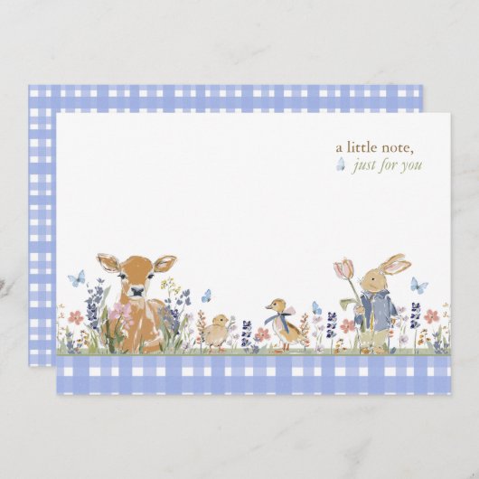 Hearthlight Notes Spring Soft Meadow Gingham Notitiekaartje (Voorkant / Achterkant)