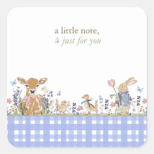 Hearthlight Notes Spring Soft Meadow Gingham Vierkante Sticker (Voorkant)