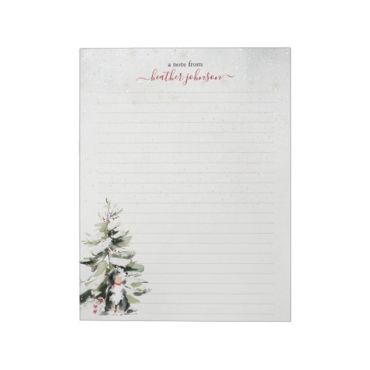 Hearthlight Notes Winter Cozy Dog Personalized Notitieblok (Linkerzijde)