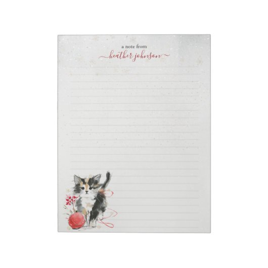 Hearthlight Notes Winter Cozy Kitten Personalized Notitieblok (Linkerzijde)