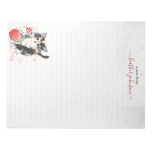 Hearthlight Notes Winter Cozy Kitten Personalized Notitieblok (Voorkant)