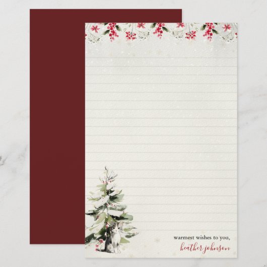 Hearthlight Notes Winter Cozy Kitten Persoonlijk Briefpapier (Voorkant / Achterkant)