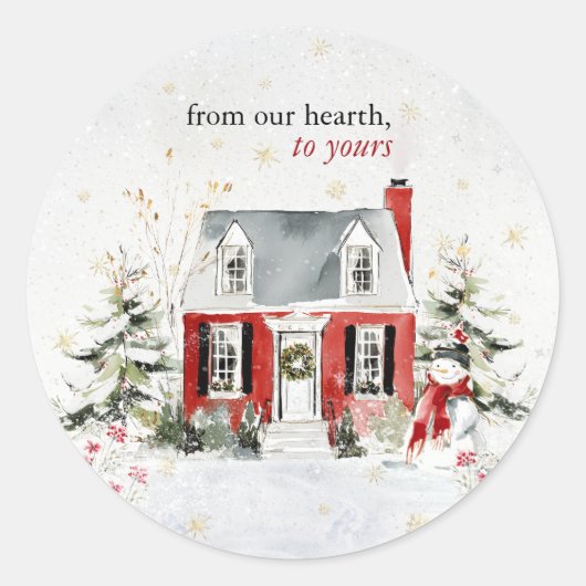 Hearthlight Notes Winter Gezellig Thuis Persoonlij Ronde Sticker (Voorkant)