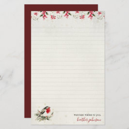 Hearthlight Notes Winter Robin Bird Personalized Briefpapier