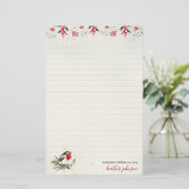 Hearthlight Notes Winter Robin Bird Personalized Briefpapier (Staand voorkant)