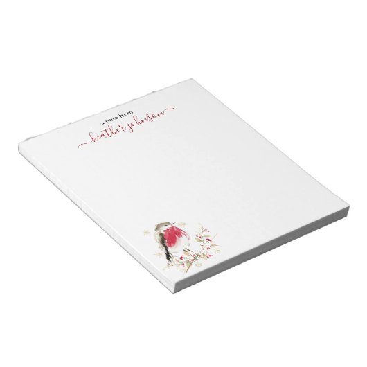 Hearthlight Notes Winter Robin Bird Personalized Notitieblok (Schuin)