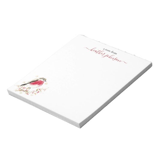 Hearthlight Notes Winter Robin Bird Personalized Notitieblok (Linkerzijde)