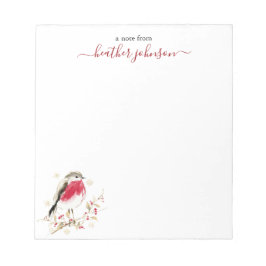 Hearthlight Notes Winter Robin Bird Personalized Notitieblok