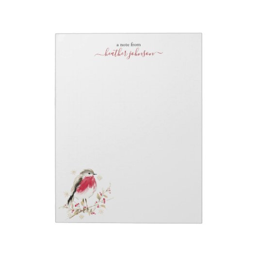 Hearthlight Notes Winter Robin Bird Personalized Notitieblok (Linkerzijde)