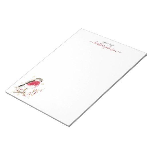 Hearthlight Notes Winter Robin Bird Personalized Notitieblok (Schuin)