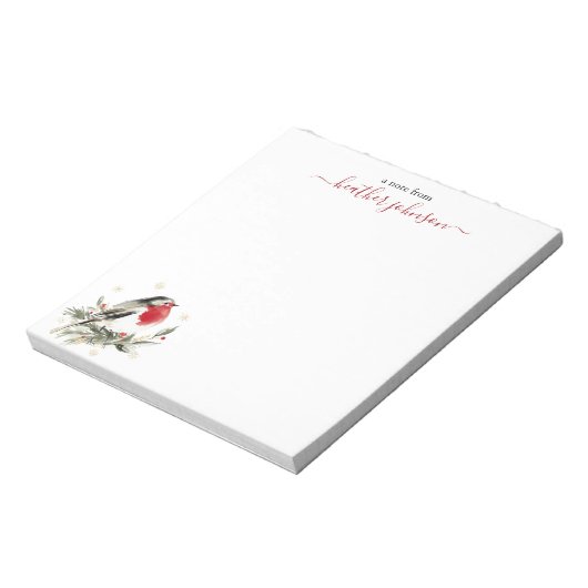Hearthlight Notes Winter Robin Bird Personalized Notitieblok (Linkerzijde)