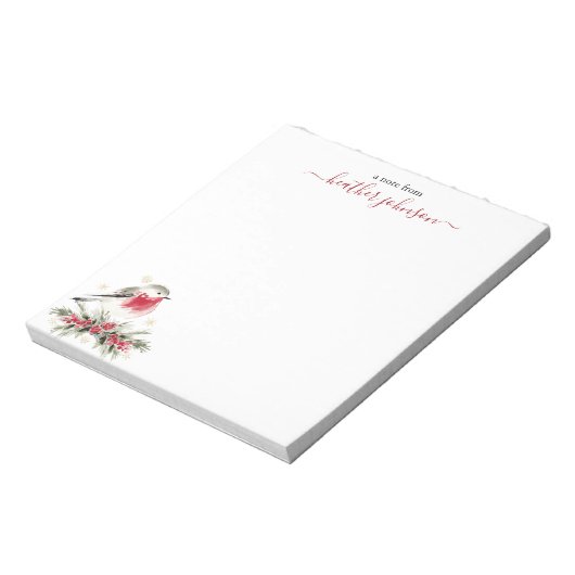 Hearthlight Notes Winter Robin Bird Personalized Notitieblok (Linkerzijde)