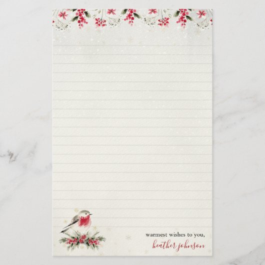 Hearthlight Notes Winter Robin Vogel Persoonlijk Briefpapier (Voorkant)