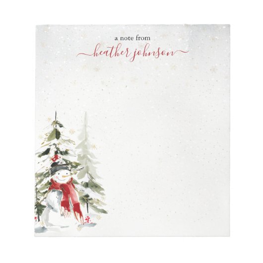 Hearthlight Notes Winter Snowman Personalized Notitieblok (Voorkant)