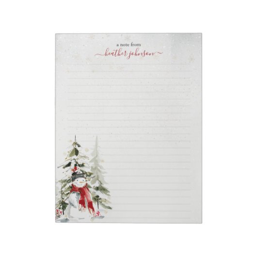 Hearthlight Notes Winter Snowman Personalized Notitieblok (Linkerzijde)