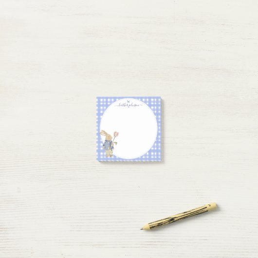 Hearthlight Notities Lente Zachte Weide Gingham Post-it® Notes (Op bureau)